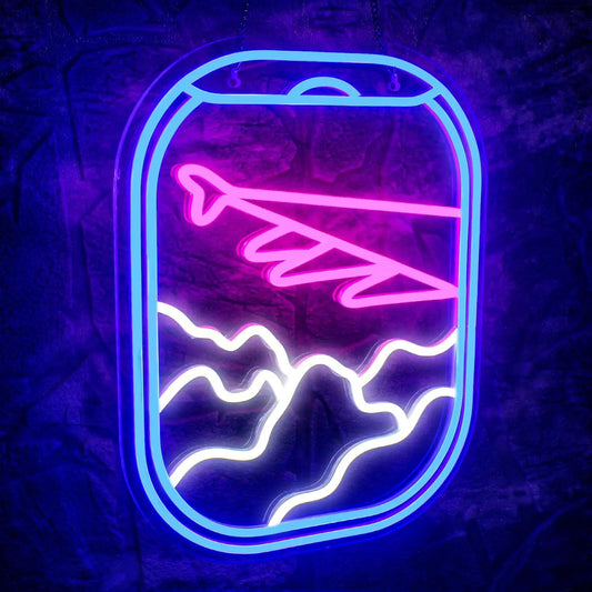 Airplane Window View Neon Sign