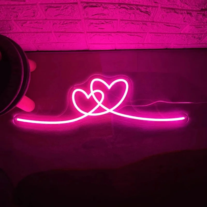 Double Heart Neon Sign - GotLume